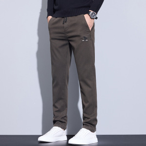 秋冬厚款松紧腰男士长裤新款莱赛尔天丝弹力潮流抽绳休闲裤男