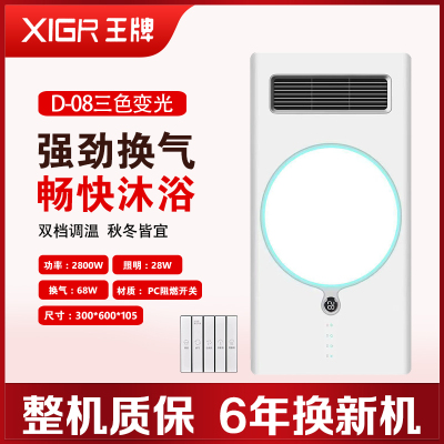 XIGR王牌 智能电器 浴霸(D-08三色变光)安全速热 强劲双核取暖浴霸卫生间 多功能浴室暖风机