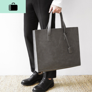 韩国The action男士手提包2020款全PU皮包休闲斜跨包配拉链封口NEW LAKE