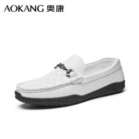 奥康男鞋2025新款乐福鞋牛皮透气豆豆日常通勤休闲皮鞋套脚软底单鞋