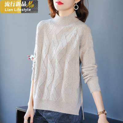 恋名媛秋冬装中年妈妈打底衫大码宽松毛衣女内搭半高领针织短款上衣外穿妈妈装