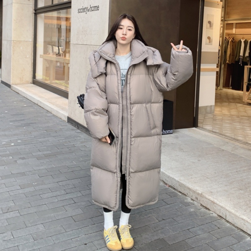 年新款冬季泡芙柔软棉服女中长款过膝大被子宽松加厚棉衣外套