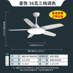 雷士照明风扇灯主客厅餐厅卧室灯吊扇灯家用吊灯现代简约电扇灯具