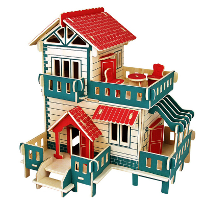 拼装拼插房屋建筑模型 diy手工礼品积木小房子 农村小洋楼