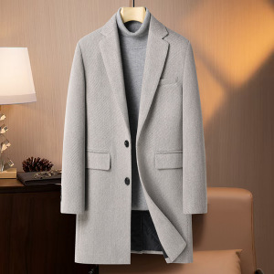 男士羊毛大衣风衣修身中长款斜纹羊毛呢子加厚男大衣外套