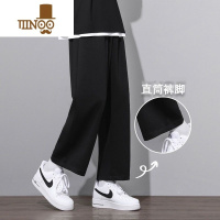 YANXU灰色裤子男款夏季薄款九分直筒运动卫裤男宽松大码潮流休闲裤男士