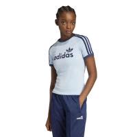 Adidas/阿迪达斯女士修身棉质短袖T恤复古条纹拼接运动休闲百搭上