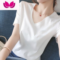 七斓V领短袖t恤女夏季2023年新款小众设计感chic复古港味潮牌上衣