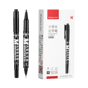 齐心 MK833 小双头记号笔 线幅0.5-1.5mm 黑 12支装