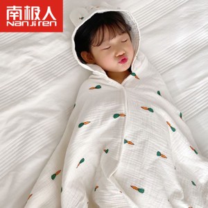 儿童浴巾斗篷带帽棉纱布洗澡柔吸水速干沙滩游泳披肩浴袍