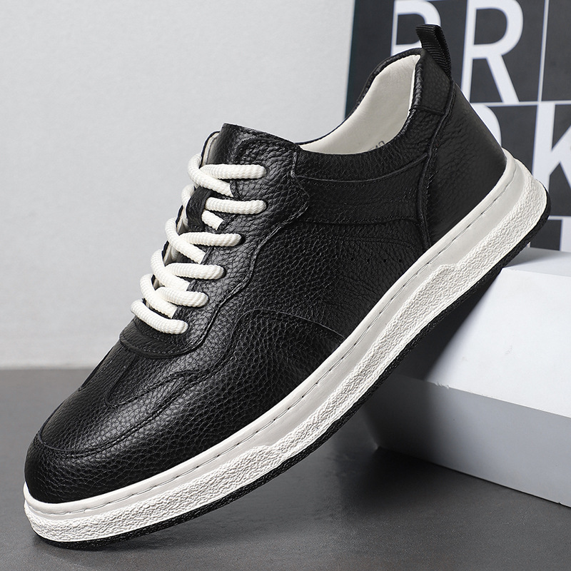 男鞋真皮牛皮男士高档轻奢鞋子男款一脚蹬耐磨橡胶防滑休闲板鞋男