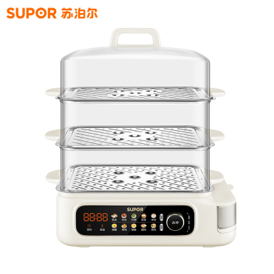 苏泊尔(SUPOR)电蒸锅25L大容量家用多功能三层电蒸箱猛火速蒸透明可视蒸锅可预约蒸鱼蒸屉蒸笼ZN32FC895