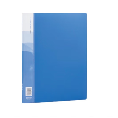 得力5220 20页资料册资料册档案袋塑料A4文件夹翻页透明插多袋简约插页式(蓝)