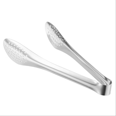 巨博 商用304不锈钢食品夹子9英寸加厚款 带孔面包食物夹自助餐夹