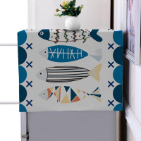 美式布艺电罩布鱼单双对三开冰箱盖布巾年年有鱼 多彩鱼[双层短毛绒材质] 双开/对开门67*175cm