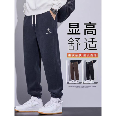 灯芯绒休闲裤男士冬季新款宽松束脚保暖加绒加厚裤子男秋冬款