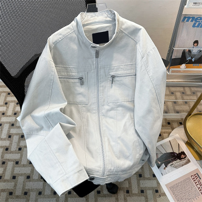 夹克男美式复古哈灵顿水洗立领夹克男女春秋季休闲宽松工装男外套