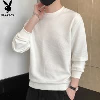 花花公子卫衣男士秋冬季时尚提花套头打底衫宽松白色长袖t恤男款
