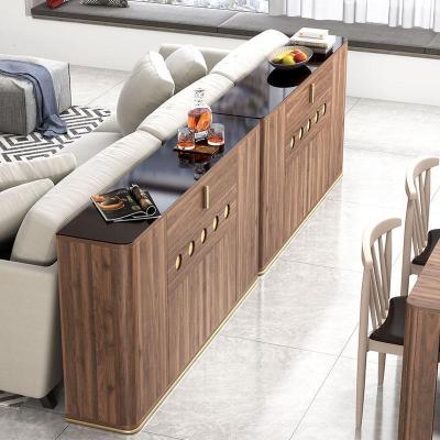 森美人超薄餐边柜北欧客厅储物柜多功能轻奢茶水柜餐厅实木窄柜子30cm