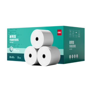 得力(deli)80*80型80米*30卷 超长米数热敏收银纸 ZS162[适配80mm机器 801P等]