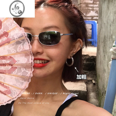 JiMi美伢同款大耳圈欧美钛钢加粗耳环情侣港风个性简约圆圈光面耳饰