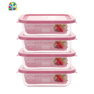 耐热玻璃保鲜盒饭盒微波炉适用玻璃碗带盖保鲜盒长方形饭盒便当盒 FENGHOU