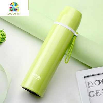 保温杯带盖带杯子男女士便携学生韩版清新文艺刻字定制瓶 FENGHOU 蓝色500ml