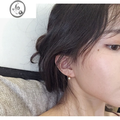 JiMi925银银镀14k金 满钻锆石立体耳环ins风耳坠小巧精致百搭女