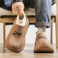 棉拖鞋男士秋冬季新款时尚印花居家户外保暖防水厚底情侣款雪地靴