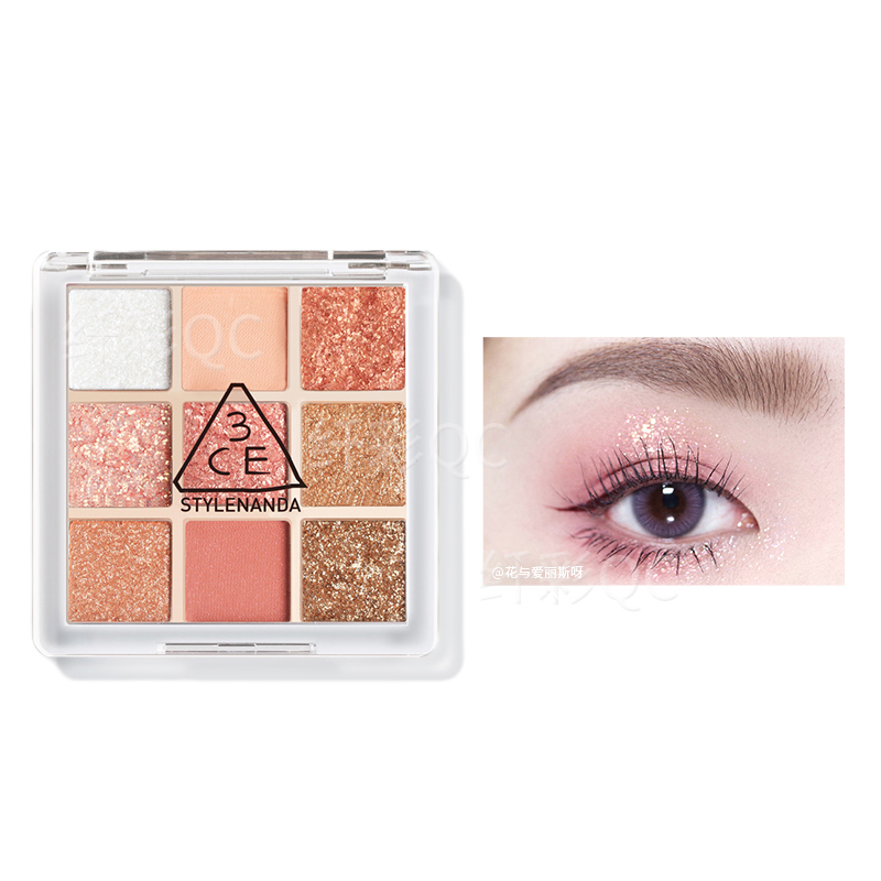 韩国3ce花火盘九色九宫格眼影盘9色眼影盘浪漫蔷薇粉金调 delightful