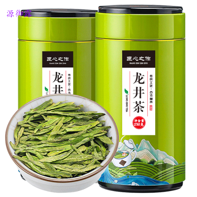 源御露(Yuan Yu Lu)龙井茶新茶叶一级绿茶龙井豆香手工炒制礼罐装散茶300克长款 匠心国风绿罐