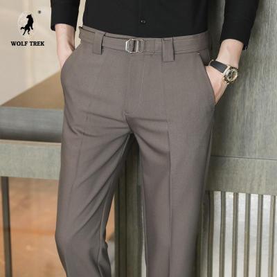 七匹狼国际公司授权WOLFTREK-日系夏季男士坠感锥形免烫九分裤西裤男上班修身小脚裤子休闲裤男