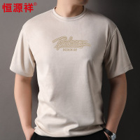 恒源祥麂皮绒短袖t恤男士夏季新款美式复古上衣男生圆领半袖体恤