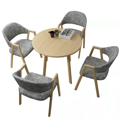 易企采 洽谈桌一桌四椅 接待会客桌椅组合 单位:套 800*800*750mm