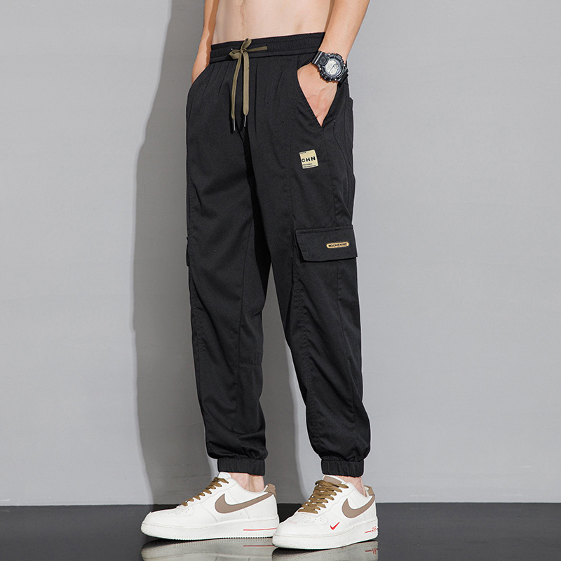 日系潮牌工装裤 男士宽松束脚裤 卡其色休闲长裤 男供应