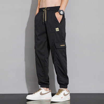 日系潮牌工装裤男士宽松束脚裤卡其色休闲长裤男供应