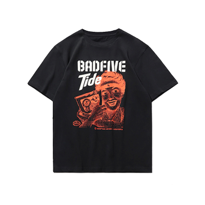 李宁BADFIVEX汰渍联名款短袖休闲文化时尚圆领印花T恤AHSP945