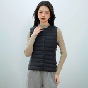 女式新国标90绒新款女装圆领V领轻便羽绒服背心羽绒马甲