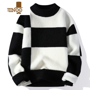 YANXU毛衣男加绒加厚男士线衣针织打底衫冬季保暖上衣时尚潮流男