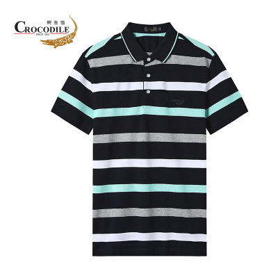 鳄鱼恤男装夏装新品男士经典条纹棉质休闲短袖polo衫BA-50105
