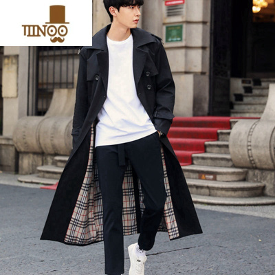 YANXU风衣设计感男超长款过膝帅气胖子加肥加大码英伦风外套