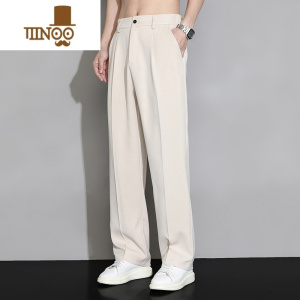 YANXU冰丝小西裤男夏季薄款宽松直筒休闲长裤感垂坠感西装裤子男款