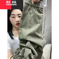 YIBUSHENG季薄款速干九分裤女2024新款百搭高腰休闲裤束脚抽绳宽松哈伦裤