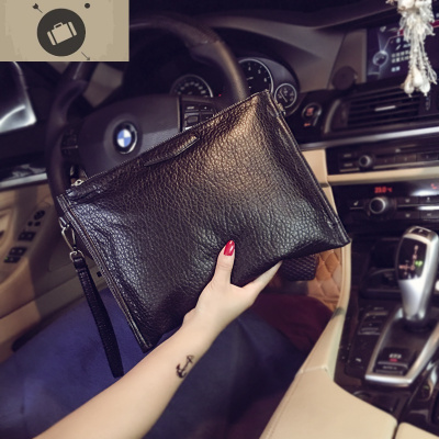 潮流新款百搭女包潮流软皮手拿包休闲斜挎小包时尚信封单肩包艾狄伊娃女手包黑色