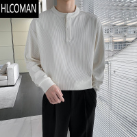 HLCOMAN亨利领长袖男t恤初秋穿搭男士卫衣潮牌韩版内搭款黑色打底衫