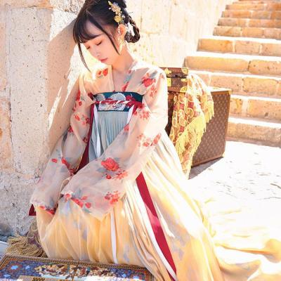6米摆下裙齐胸衫裙唐制汉服女2021春夏汉服刺绣宫廷风碧驼