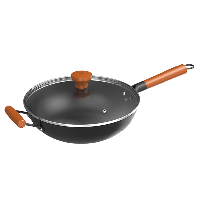 爱仕达(ASD)不易锈铸铁炒锅家用铁锅炒菜锅无涂层大铁锅一体浇铸 电磁炉明火通用CF32E7J