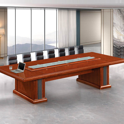 慧采云 办公家具油漆贴木皮大型会议桌长条桌现代简约会议室接待洽谈培训桌3.6m