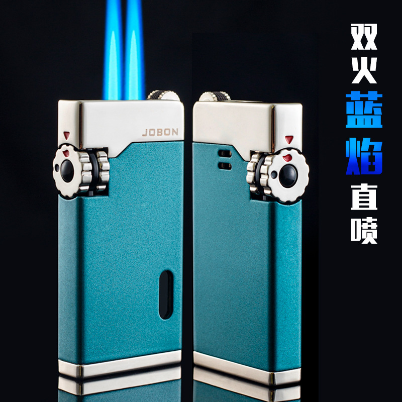 中邦ZB-999充气打火机防风蓝焰双火直冲可视气仓砂轮点火男士礼品