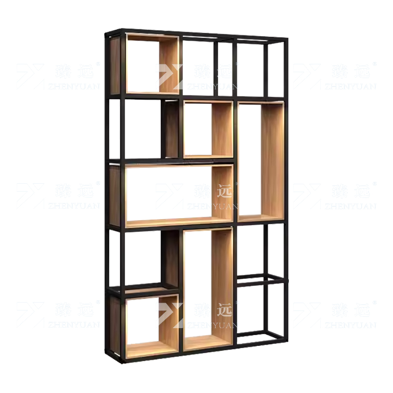 臻远ZY-SNJ-06置物架办公室隔断展示架落地多层书架客厅铁艺收纳架